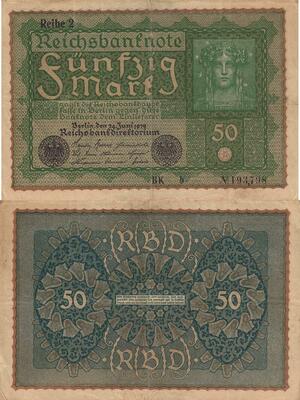 Q4432 Banknote Germany Berlin Weimar Republic 50 Mark 1919 -> Make Offer