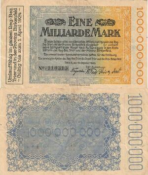 Q4440 Banknote Germany Trier 1 Milliarde Mark Blue 1923 -> Make Offer