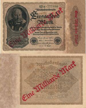 Q4443 Banknote Germany Berlin 1 Milliarde / 1000 Mark 1922 Inflation -> M offer