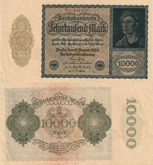 Q4448 Banknote Germany Berlin Weimar 10000 Mark 1922 AU -> Make Offer