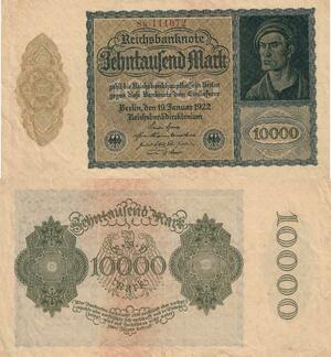 Q4449 Banknote Germany Berlin Weimar 10000 Mark 1922 AU -> Make Offer