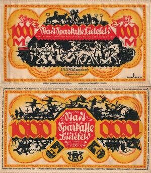 Q4458 Rare Banknote Germany Bielefeld 1000 Mark Soie Notgeld 1922 AU - M Offer
