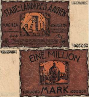 Q4478 Banknote Germany Aachen Landkreis 1 Million Mark Notgeld 1923 - Make Offer
