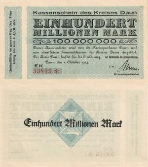 Q4482 Banknote Germany Trier 100 Millionen Mark 1924 - Make Offer