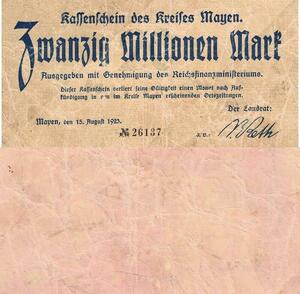 Q4527 Banknote Germany Kreis Mayen 20 Millionen Mark 1923 - Make Offer
