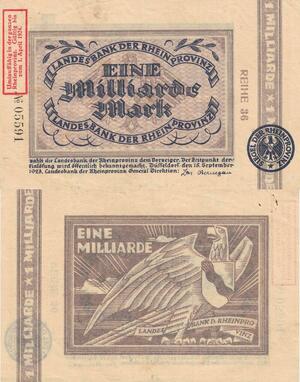 Q4542 Banknote Germany Düsseldorf 1 Milliarde Mark Landes Bank 1924 - Make Offer