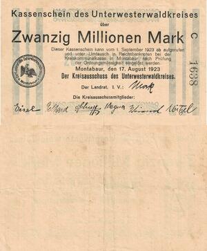Q4584 Banknote Germany Hessen-Nassau Montabaur 20 Millionen Mark 1923 - Offer