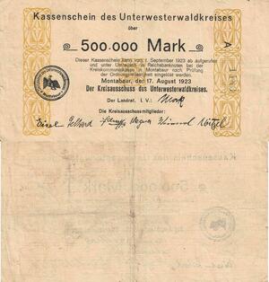 Q4589 Banknote Germany Montabaur 500000 Mark 1923 Notgeld AU - Make Offer