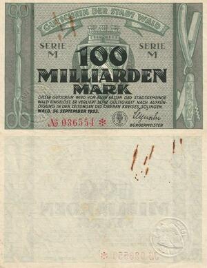 Q4594 Banknote Germany Wald 100 Milliarden Mark 1923 Notgeld - Make Offer