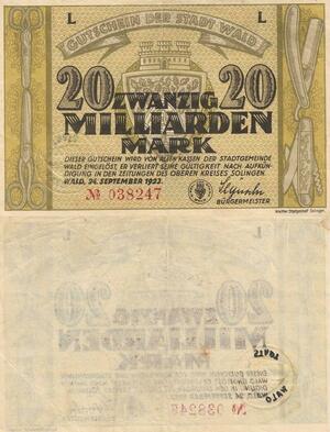 Q4596 Banknote Germany Wald 20 Milliarden Mark 1923 Notgeld - Make Offer