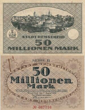 Q4603 Banknote Germany Remscheid Stadt 50 Millionen Mark 1923 - Make Offer