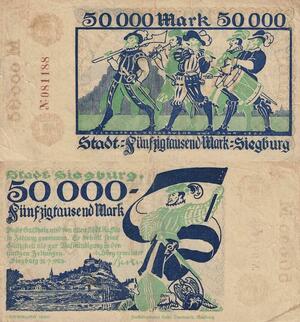 Q4604 Banknote Germany Siegburg Stadt 50000 Mark 1850 - Make Offer