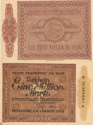 Q4608 Banknote Germany Stadt Frankfurt 1 Million Mark 1923 Notgeld UNC - Offer