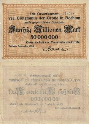 Q4611 Banknote Germany Bochum 50 Millionen Mark Constantin 1923 AU - Offer