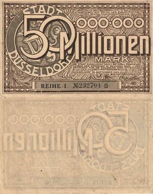 Q4614 Banknote Germany Düsseldorf 50 Millionen Mark Stadt 1923 - Make Offer