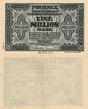 Q4617 Banknote Germany Düsseldorf 1 Million Mark Phoenix 1923 Notgeld - Offer