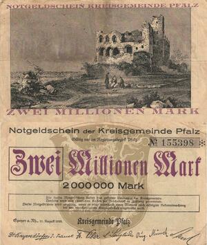 Q4623 Banknote Germany Speyer 2 Millionen Mark Notgeld 1923 - Make Offer