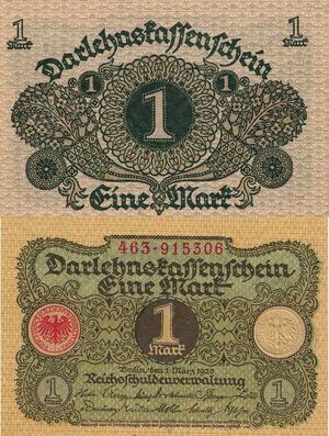 Q4625 Banknote Germany Berlin 1 Mark Darlehnstrassenmark 1920 UNC - Make Offer