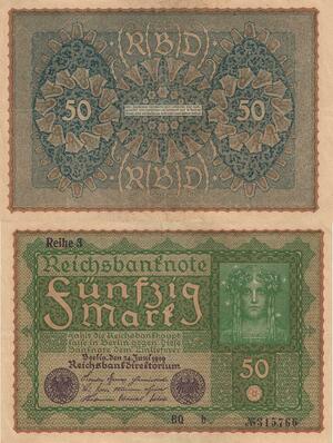 Q4630 Banknote Germany Berlin 50 Mark 1919 AU - Make Offer