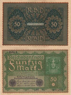 Q4631 Banknote Germany Berlin 50 Mark 1919 AU - Make Offer
