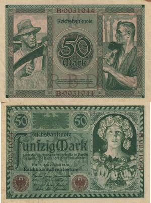 Q4634 Banknote Germany Berlin 50 Mark Reichsbanknote 1920 AU - Make Offer