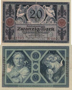Q4647 Banknote Germany Berlin 20 Marks Eagle Reichsbanknote 1915 AU - Make Offer