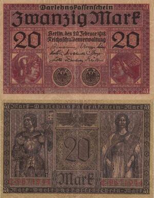 Q4649 Banknote Germany Berlin 20 Marks Darlehenskassenschein 1918 - Make Offer