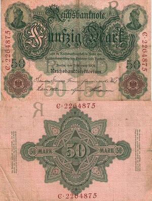 Q4657 Banknote Germany Berlin 50 Marks Reichsbanknote 1908 - Make Offer