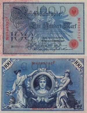 Q4668 Banknote Germany Berlin 100 Mark Reichsbanknote 1908 UNC - Offer