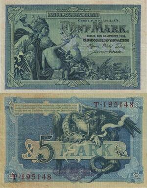 Q4670 Banknote Germany Berlin 5 Mark Reichskaffenfchein 1904 - Make Offer