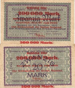 Q4674 Banknote Germany Neuwied 20 / 200000 Mark 1922 Notgeld - M Offer