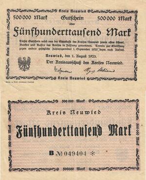 Q4679 Banknote Germany Neuwied 500000 Mark 1923 - Make Offer