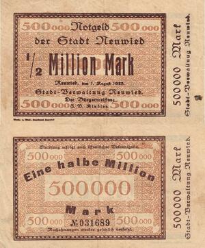 Q4683 Banknote Germany Neuwied 500000 Mark 1928 Notgeld - Make Offer