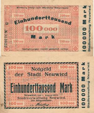 Q4684 Banknote Germany Neuwied 100000 Mark 1923 - Make Offer
