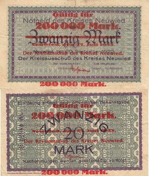 Q4685 Banknote Germany Neuwied 20000 / 20 Mark 1922 - Make Offer