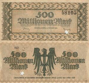 Q4686 Banknote Germany Kaiserlautern 500 Millionen Mark Star 1924 AU - Offer
