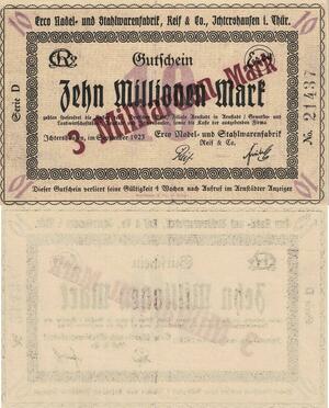 Q4688 Banknote Germany Ichtershausen 3 Milliarden 10 Millionen Mark 1923 UNC