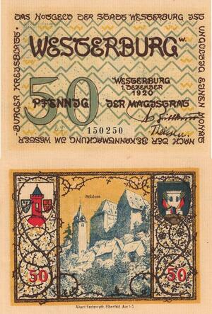 Q4698 Banknote Germany 50 Pfennig Castle Wesgerburg 1920 Notgeld - Make Offer