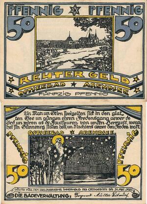 Q4700 Banknote Germany 50 Pfennig Reuter Geld Ostseebad Arendsee 1922 -> M Offer