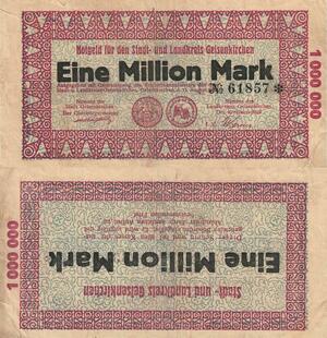 Q4712 Banknote Germany Und Landkreis Gelsenkirchen 1 Million Mark 1923 Notgeld