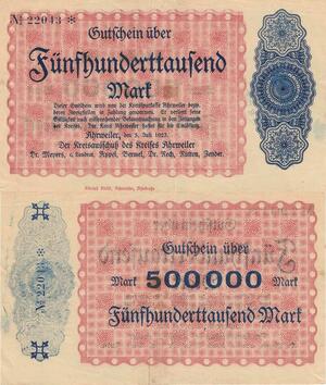 Q4713 Banknote Germany Des Kreises Arhweiler 500000 Mark 1923 Notgeld - M Offer