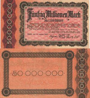 Q4720 Banknote Germany Trier Stadt 50 Millionen Mark 1923 -> Make offer