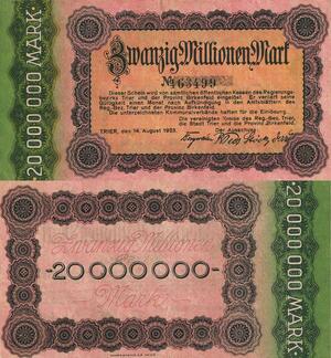Q4721 Banknote Germany Trier Stadt  20 Millionen Mark 1923 -> Make offer