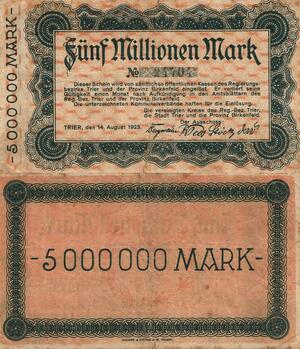 Q4722 Banknote Germany Trier Stadt 5 Millionen Mark 1923 -> Make offer