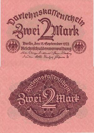 Q4739 Banknote Germany  Berlin 2 Mark Darlehenskassenschein 1922 AU - Make Offer