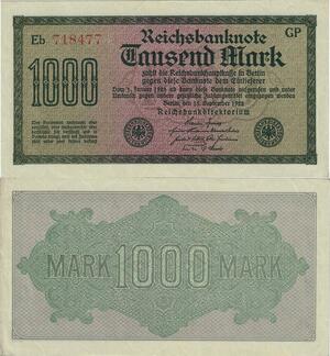 Q4743 Banknote Germany Berlin 1000 Mark 15 September 1922 AU  - Make Offer