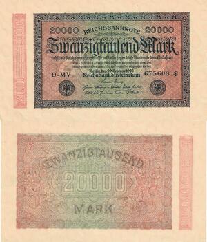 Q4745 Banknote Germany Berlin 20000 Mark Reichsbanknote 1923 AU  - Make Offer