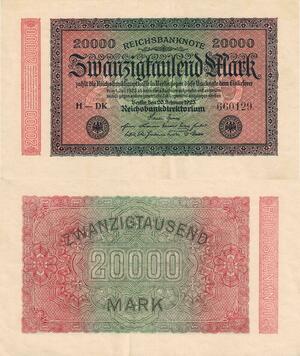 Q4746 Banknote Germany Berlin 20000 Mark Reichsbanknote 1923 AU  - Make Offer