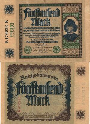 Q4747 Banknote RBD Germany Einlieferer Berlin 5000 Mark 1923  - Make Offer