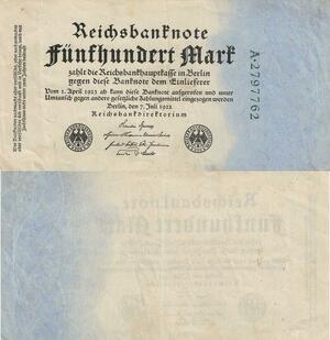Q4749 Banknote Germany Einlieferer Berlin 500 Mark 1922 - Make Offer